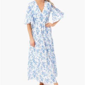 Tuckernuck Blue and White Toile Ginger Maxi Dress